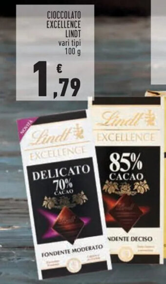 Conad Lindt Cioccolato Excellence Vari Tipi 100 g offerta
