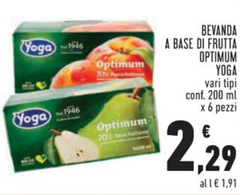 Conad Yoga Bevanda A Base di Frutta Optimum Vari Tipi Conf. 200 ml x 6 Pezzi offerta
