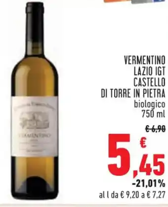 Conad Castello Di Torre in Pietra Vermentino Lazio IGT Biologico 750 ml offerta