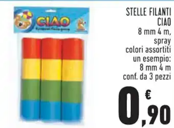 Conad Ciao Stelle Filanti 8 mm 4m Spray offerta