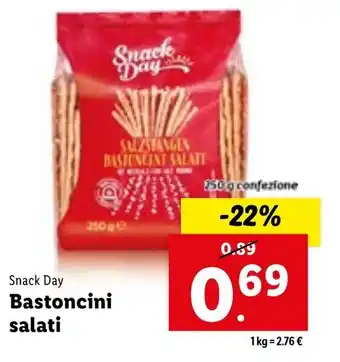Lidl Snack Day Bastoncini salati 250 g offerta