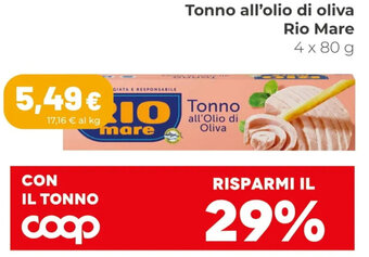 Coop Rio Mare Tonno All'Olio di Oliva 4 x 80 g offerta