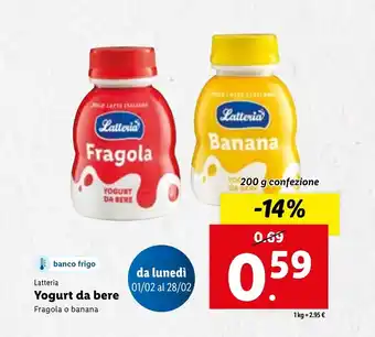 Lidl Latteria Yogurt da bere 200 g confezione offerta
