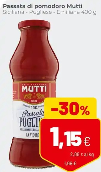 Coop Mutti Passata di Pomodoro Siciliana - Pugliese - Emiliana 400 g offerta