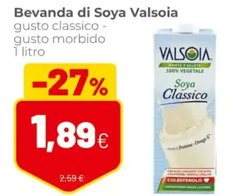 Coop Valsoia Bevanda di Soya Gusto Classsico - Gusto Morbido 1 Litro offerta
