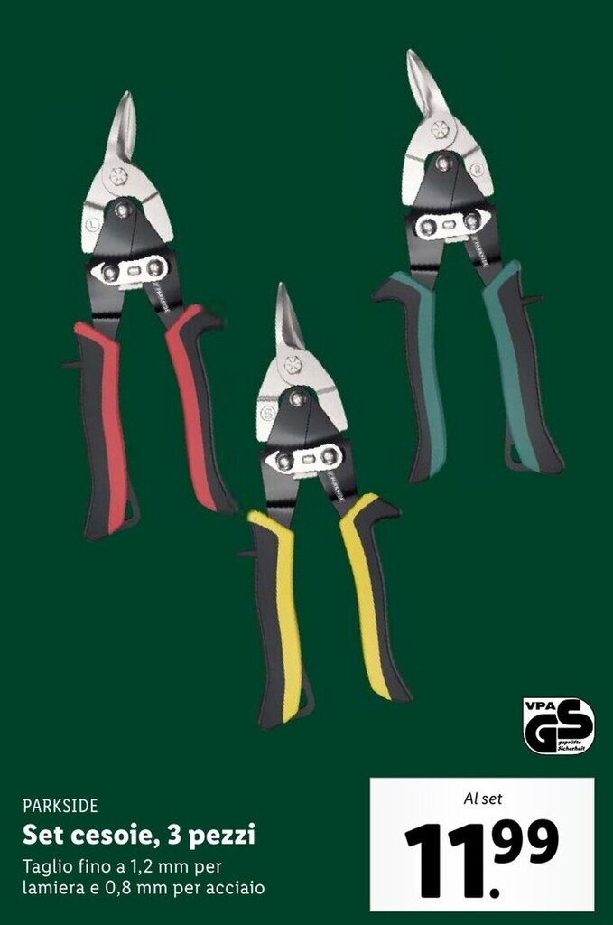 Offerta Parkside Set cesoie, 3 pezzi 1,2 mm e 0,8 mm nel volantino di Lidl