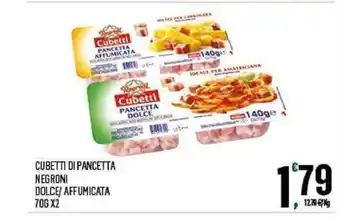 Despar Negroni Cubetti di Pancetta Dolce/Affumicata 70g x2 offerta
