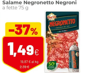 Coop Negroni Negronetto Salame A Fette 75 g offerta