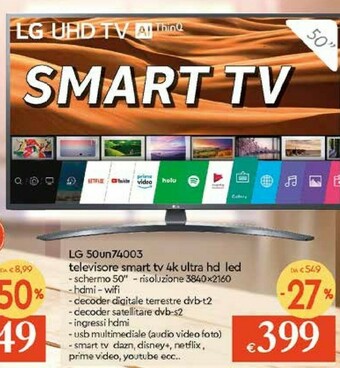 Galassia LG 50UN74003LB TV 127 Cm (50") 4K Ultra HD Smart TV Wi-Fi Argento offerta