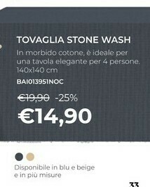 Kasanova Tovaglia Stone Wash offerta