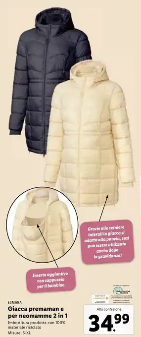 Lidl Esmara Giacca premaman e per neomamme 2 in 1, S-XL offerta