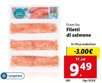 Lidl Ocean Sea Filetti di salmone 3x 125 g confezione offerta