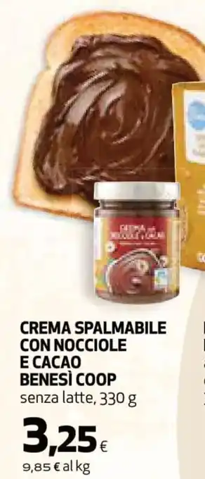 Coop Coop BeneSì Crema Spalmabile con Nocciole e Cacao 330 g offerta