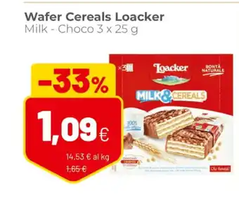 Coop Loacker Wafer Cereals Milk - Choco 3 x 25 g offerta