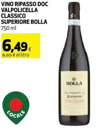 Coop Bolla Vino Ripasso DOC Valpolicello Classico Superiore 750 ml offerta