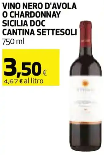 Coop Cantina Settesoli Vino Nero d'Avola o Chardonnay Sicilia DOC 750 ml offerta