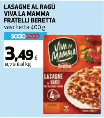 Coop Beretta Viva la Mamma Lasagne Al Ragù 400 g offerta