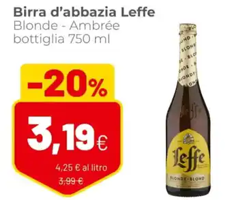 Coop Birra d'abbazia Leffe Blonde-Ambrée bottiglia 750 ml offerta
