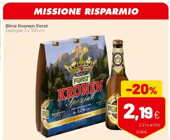 Coop Kronen Birra Forst bottiglie 3x330 ml offerta