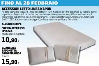 Coop Accessori Letto Linea Kapok Guanciale Saponetta o Doppia Onda offerta