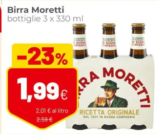 Coop Birra Moretti bottiglie 3 x 330 ml offerta