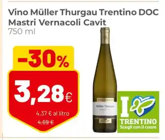 Coop Vino Müller Thurgau Trentino DOC Mastri Vernacoli Cavit 750 ml offerta