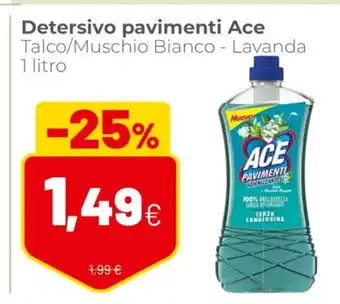 Coop ACE Detersivo pavimenti Talco/ Muschio Bianco - Lavanda 1 litro offerta