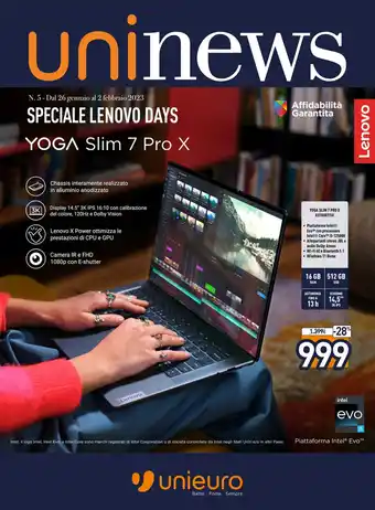 Unieuro Lenovo Speciale Yoga Slim 7 Pro X 82TK00721X 16 GB Ram 512 GB SSDB offerta