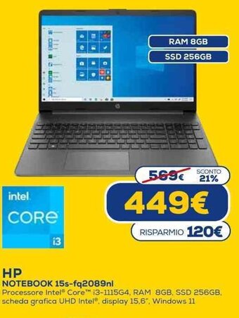 Euronics hp Notebook 15s-fq2089nl offerta