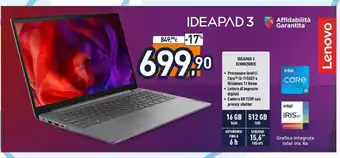 Unieuro Lenovo Ideapad 3 intel Core i5 82H802UHIX 16GB 512 GB SSD offerta