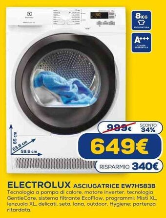 Euronics Electrolux Asciugatrice EW7H583B offerta