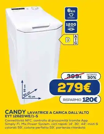 Euronics Candy Lavatrice Carica Dall'Alto EYT 1262DWE1S/1-S offerta