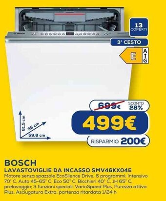 Euronics Bosch Lavastoviglie da Incasso SMV46KX04E offerta