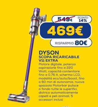 Euronics dyson Scopa Ricaricabile V11 Extra offerta