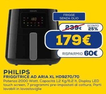 Euronics Philips Friggitrice Ad Aria XL HD9270/70 offerta