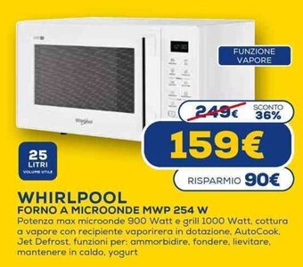 Euronics Whirlpool Forno a Microonde MWP 254 W offerta