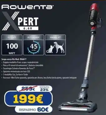 Euronics Rowenta Scopa senza filo Mod. RH6877 offerta