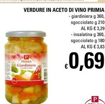 Primia Verdure In Aceto Di Vino Giardiniera/Insalata