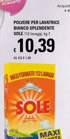 Basko Sole Polvere Per Lavatrice Bianco Splenden offerta