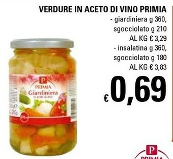 Basko Primia Verdure In Aceto Di Vino offerta