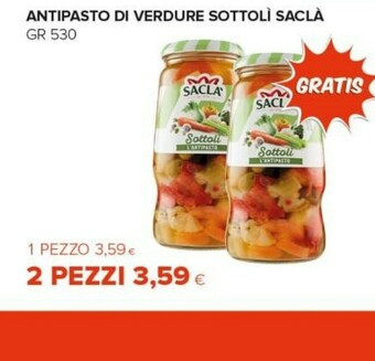 Tigre Saclà Sottoli Antipasto Verdure 530 G(ml) offerta