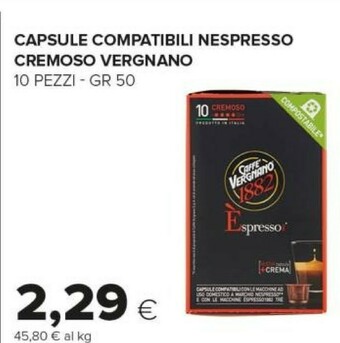 Tigre Vergnano Capsule Compatibili Nespresso Cremoso 50g offerta