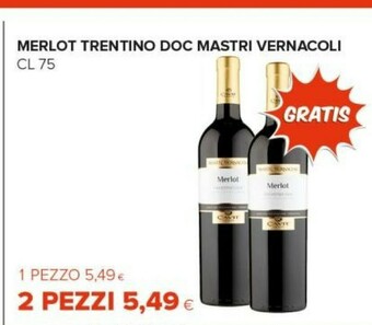 Tigre Mastri vernacoli Merlot Trentino Doc offerta