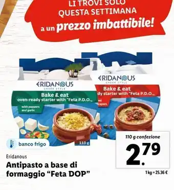 Lidl Antipasto a base di formaggio "feta dop" offerta