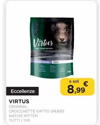 Arcaplanet Virtus original crocchette gatto gr.850 native kitten tutti i tipi offerta