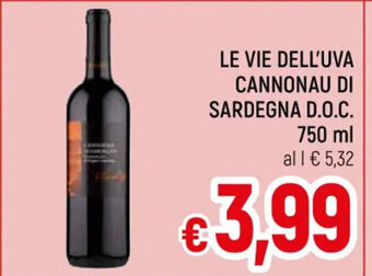 A&O Le Vie Dell'Uva Cannonau Di Sardegna D.O.C. 750 ml offerta