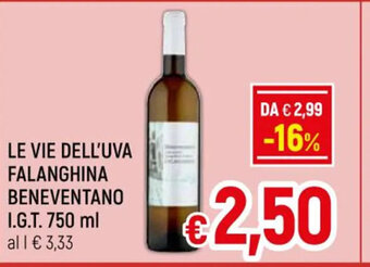 A&O Le Vie Dell'Uva Falanghina Beneventano I.G.T. 750 ml offerta