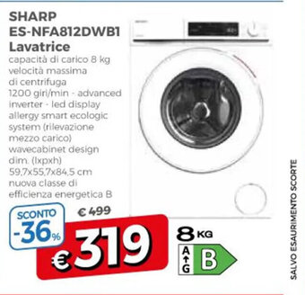 A&O Sharp ES-NFA812DWB1 Lavatrice offerta