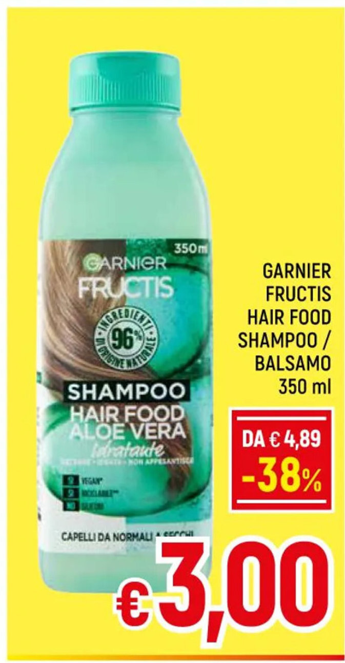 Garnier Fructis Hair Food Shampoo/ Balsamo 350 ml offerta di A&O