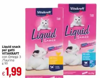 IperFamila Vitakraft Liquid snack per gatti con Omega 3 / Taurina 90 g offerta